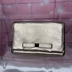 Kate Spade Metallic Silver Bow Wallet
